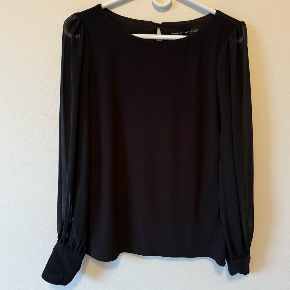 White House Black Market Sheer Sleeve Blouse